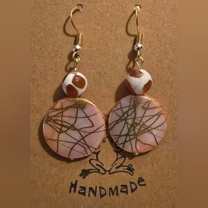 Hand Crafted Pink and Gold Artistic Earrings